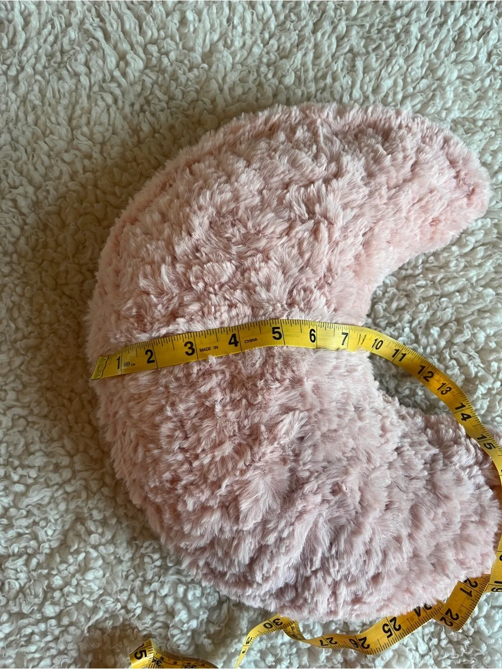 Plush Faux Fur Fluffy Crescent Moon Pillow - Soft Pink
